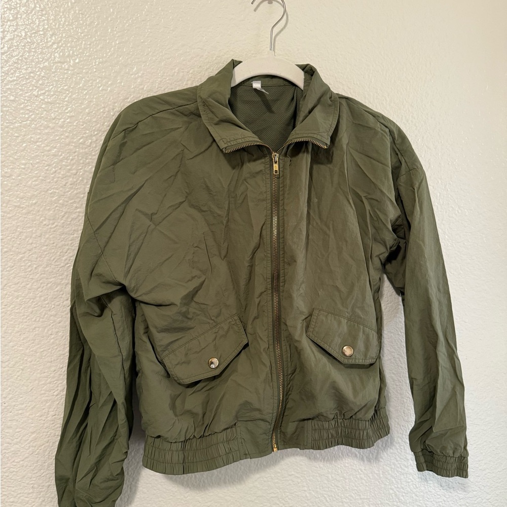 Olive Green Jacket with Gold Accents